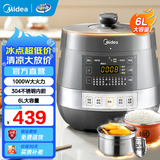 美的（Midea）电压力锅0涂层系列304不锈钢内胆电高压锅2-3-4-5-8人双胆5升 电饭煲稳定控压技术高压电饭锅 【精钢厚釜】0涂层 健康煮 6L