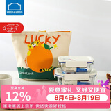 乐扣乐扣（LOCK&LOCK）清新玻璃保鲜饭盒三件套(630ml*1+380ml*1+便当包)LNG428S604白色
