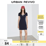 UR2026夏季新款女装休闲撞色边系带短袖连衣裙UYY750130 墨蓝 XS