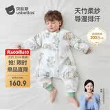 贝肽斯婴儿睡袋春秋竹棉纱布宝宝睡衣分腿儿童防踢被睡袋前6后4灵鹿 S
