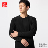 优衣库HEATTECH ULTRA WARM圆领T恤长袖男装保暖衣秋衣内衣479525 479525/09黑色 L