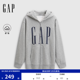 GAP男女装早秋logo印花抓绒宽松运动连帽衫卫衣786920 灰色 XL (180/100A)亚洲尺码【偏大,建议拍小一码】
