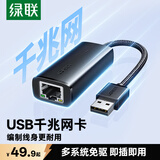 绿联（UGREEN）USB3.0转网口千兆2.0百兆有线网卡转RJ45网线转接头网口转换器 适用苹果华为笔记本电脑外置扩展坞 USB转千兆网口【编织款】