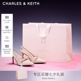 CHARLES&KEITH缎面蝴蝶结尖头高跟凉鞋女生日七夕礼物送女友CK1-60361556 Light Pink浅粉色 35