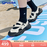 斐乐（FILA）FUSION斐乐玛丽珍凉鞋女鞋凉拖魔术贴海螺沙滩鞋 微白/黑-WB 37.5