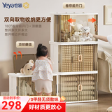 也雅（Yeya）免安装收纳柜 可折叠儿童玩具收纳箱飘窗阳台双开门储物柜衣柜 【60面宽/270L容量】欧灰透3只装