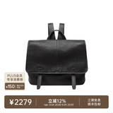 裘真【宋佳同款】植鞣羊皮信使双肩包横款大容量上班通勤休闲背包新款 黑色-小号