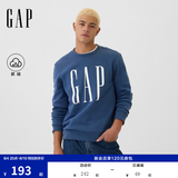 盖璞（GAP）男女装早秋印花logo抓绒圆领卫衣合身上衣美版 灰蓝色 542214 M 美码 L亚洲码180/96A 【偏大，建议拍小一码】