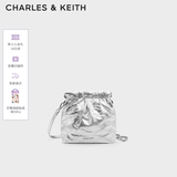 CHARLES&KEITH迷你菱格流浪包单肩斜挎双肩包包女包生日礼物送女友CK2-60782390 【S号】Silver银色 S