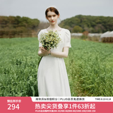 范思蓝恩月光裙 白色连衣裙女夏初恋领证小白裙24FS12002 白色 M
