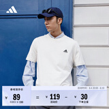 adidas情侣休闲纯棉上衣圆领正肩短袖T恤男女夏季阿迪达斯轻运动   米白   XL
