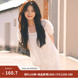 茵曼（INMAN）【苎麻】法式花边蕾丝女装方领衬衫2025夏季新款短袖上衣 珍珠白 S