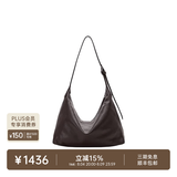 裘真（qiuzhen）【明星推荐】 经典hobo包植鞣牛皮腋下通勤休闲饺子女包 咖啡色-小号（羊皮） 小包/大包