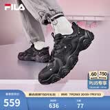 FILA 斐乐猫爪鞋4代女鞋老爹鞋情侣运动鞋复古时尚休闲鞋网面透气 【男款】黑-BK 42