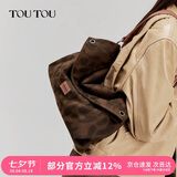 toutou新款帆布豹纹叠叠托特包大单肩斜挎包女腋下包七夕生日礼物送女友