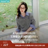 茵曼（INMAN）麻花红色翻领针织衫女2026秋季新款长袖POLO领套头厚毛衣上衣 格调灰 M