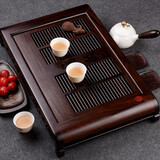 锦格黑檀木茶盘家用功夫茶具储水式茶台大号蓄水抽屉式茶托盘排水托盘 黑檀木雅致茶盘长53宽32.5高8cm