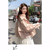 兰威费雷牛仔外套女学生秋季短款韩版新款宽松小清新外套女 甜粉色 M （100-118斤）