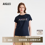 AIGLE艾高轻奢短袖T恤春夏户外休闲运动舒适圆领套头女士上衣 深海军蓝 BC511 36(160/84A)