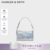 CHARLES&KEITH褶皱手提斜挎小方包腋下包女士生日七夕礼物CK2-80160183 CK2-80160183Prism Silver银色(新色） S
