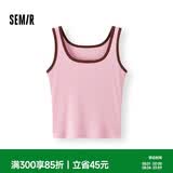 森马（Semir）背心女夏短款U领凉感紧身无袖撞色内搭气质叠穿上衣101325102001