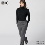 优衣库HEATTECH EXTRA WARM混纺高领T恤/长袖女装9%羊绒478954 478954/09黑色 S