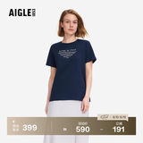 AIGLE艾高轻奢短袖T恤春夏经典款DFT户外速干透汽上衣抗菌女 帝国深蓝 AT491 M (165/88A)