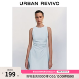UR春季新款女摩登气质褶皱收腰显瘦无袖连衣裙UYY750030 淡蓝 S
