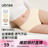 ubras七夕情人节礼物莫代尔高弹织带内裤女士抑菌舒适中腰三角裤柔软 椰青灰色+瓷月几色+奶酪黄色 3条 2XL
