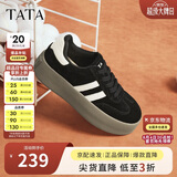 他她（TATA）复古板鞋女平底德训鞋阿甘休闲鞋 黑/白 34