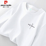 皮尔卡丹（pierre cardin）长袖t恤男纯棉秋季宽松休闲打底衫潮流内搭上衣服 白色 XL