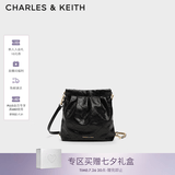 CHARLES&KEITH迷你菱格流浪包单肩斜挎双肩包包女包七夕礼物送女友CK2-60782390 【S号】Black黑色 S