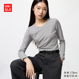 优衣库HEATTECH ULTRA WARM圆领T恤/长袖女装478965 485844 478965/04烟灰色 L