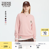 Teenie Weenie小熊女装卫衣秋冬简约宽松休闲学院风圆领套头上衣 粉色 S