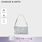 CHARLES&KEITH褶皱手提斜挎小方包腋下包女士生日七夕礼物CK2-80160183 CK2-80160183Grey灰色 S