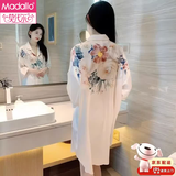 莫代尔轻奢冰丝睡裙春夏性感纯欲超薄衬衫外穿家居服蕾丝高级感睡衣女 牡丹花开【女神战袍】 均码 【80-150斤可穿】