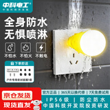 中科电工防水插座浴室马桶墙壁插座面板阳台户外6级防雨淋86型五孔插座10A IPX6防水防触电3孔插座16A（白色）