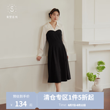 独束【束型系列】大码郁金裙双版型拼接连衣裙女新款显瘦气质裙子 苹果型-加长 M (尺码：1) 拍前和客服确认尺码