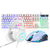 雷迪凯（LDK.al） 悬浮七彩背光键盘笔记本台式通用USB机械手感有线键鼠电竞游戏防水键盘鼠标套装 悬浮彩虹键盘白+裂纹鼠标白+耳机