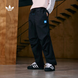 adidas街头风潮流百搭休闲梭织运动长裤伞裤男装阿迪达斯三叶草 黑色   L