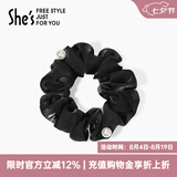 She's茜子时尚大肠发圈盘发绳皮筋扎头发饰头花头绳头饰七夕情人节礼物 G0黑色(小号)