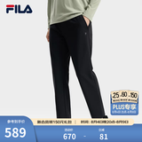斐乐（FILA）官方秋冬新款男子加绒保暖长裤针织直筒运动裤子百搭通勤休闲长裤 【WHITE系列新款】黑色-BK XL 180/88A