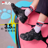 FILA 斐乐猫爪鞋4代女鞋老爹鞋情侣运动鞋复古时尚休闲鞋网面透气 【女款】黑-BK 36.5