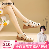 达芙妮官方 罗马凉鞋女2026新品春夏包头鞋复古编织粗跟沙滩鞋软底凉鞋 米色【经典热卖款】 37