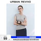 UR2026夏季新款女装休闲单排扣圆领修身短袖T恤UWM450122 浅灰花灰 M