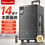 新科 广场舞音响大功率重低音移动家用户外K歌蓝牙拉杆便携式音箱扩音器带无线话筒 14吋组合三分频+木质箱+8吋低音