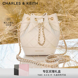 CHARLES&KEITH大容量绗缝菱格链条单肩包水桶包包女包生日七夕礼物CK2-10701506