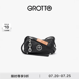 GROTTO个乐黑石包小号迷你号植鞣绵羊皮单肩斜挎软包礼物 黑石mini银标