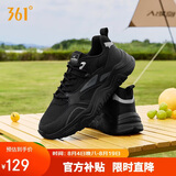 361°运动鞋男秋季厚底增高黑色通勤透气休闲鞋跑步鞋672426763F-4