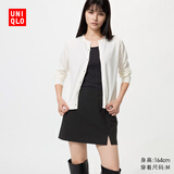 优衣库棉莫代尔混纺圆领针织开衫女装/毛衣毛衫外套26新款482977 01 乳白色 M